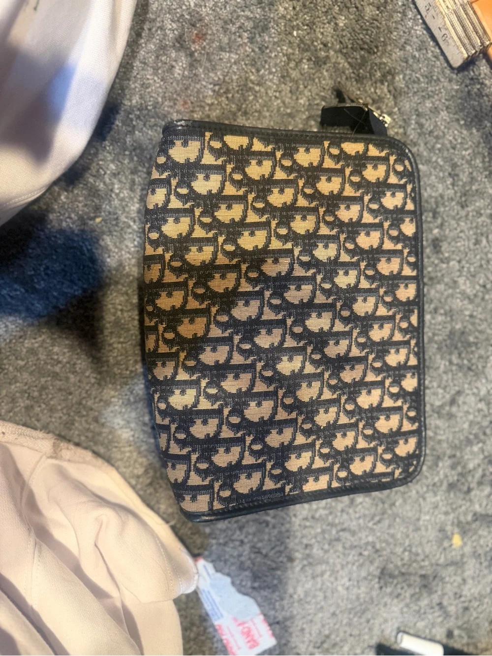 Christian Dior Vintage Oblique Trotter Zip Portfolio / Tablet Case
